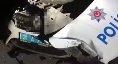 Alkollü sürücü polis aracına çarptı: 2 polis yaralı