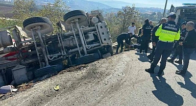 Bursa’da beton mikseri şarampole uçtu!