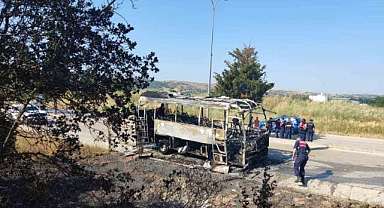Bursa’da servis otobüsü alevlere teslim oldu
