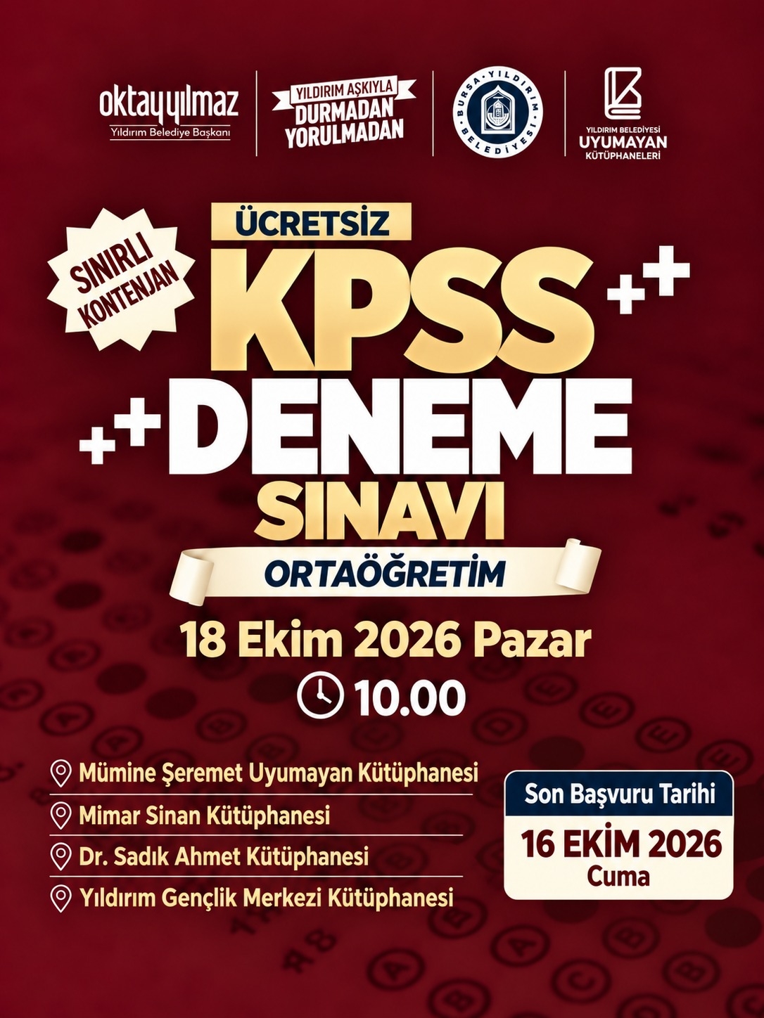 Yıldırım’da gençlere kpss provası